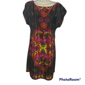Sz small brown print dress by Love Boho medallions flowers